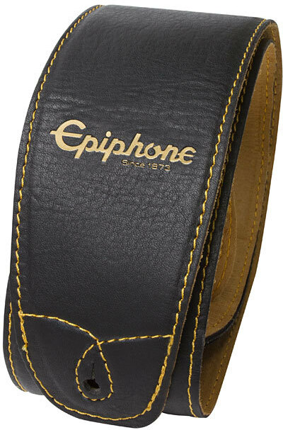 Epiphone Leather Guitar Strap Cuir 3inc Black - Sangle Courroie - Main picture