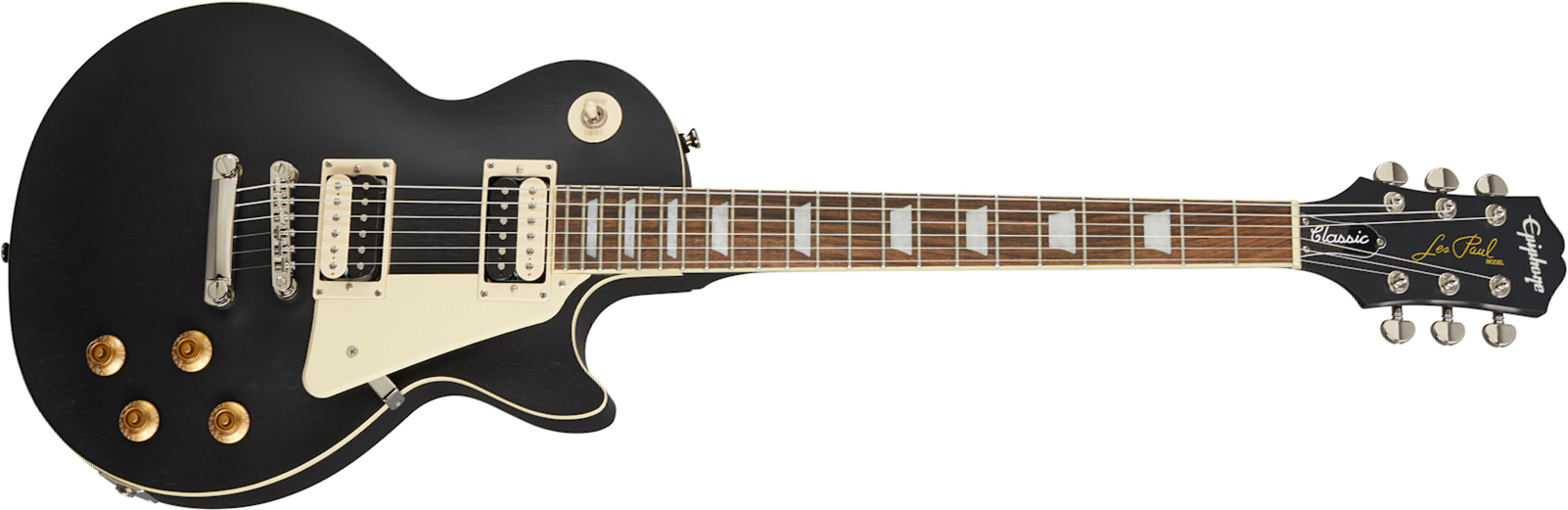 Epiphone Les Paul Classic Worn 2020 Hh Ht Lau - Worn Ebony - Guitare Électrique Single Cut - Main picture