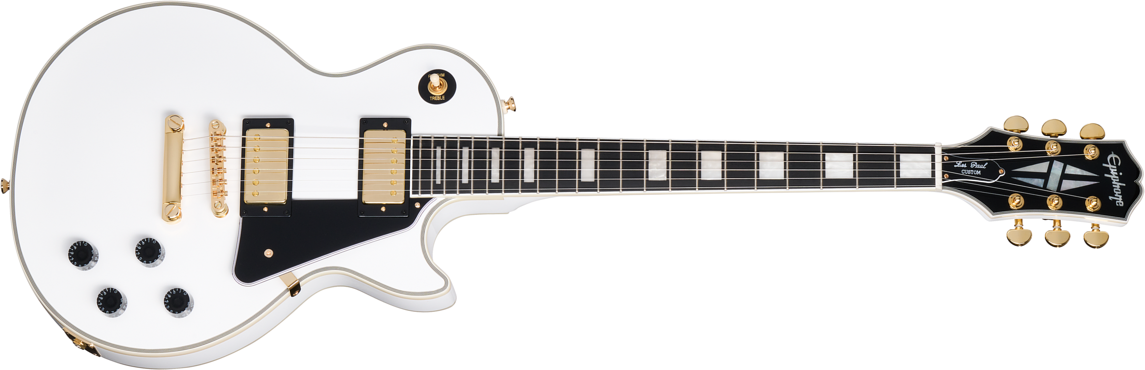 Epiphone Les Paul Custom Insp. By Gibson Original 2h Ht Eb - Alpine White - Guitare Électrique Single Cut - Main picture