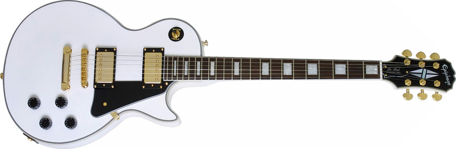 Epiphone Les Paul Custom Pro Gh - Alpine White - Guitare Électrique Single Cut - Main picture