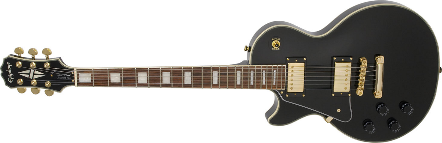 Epiphone Les Paul Custom Pro Lh Gaucher - Ebony - Guitare Électrique Gaucher - Main picture