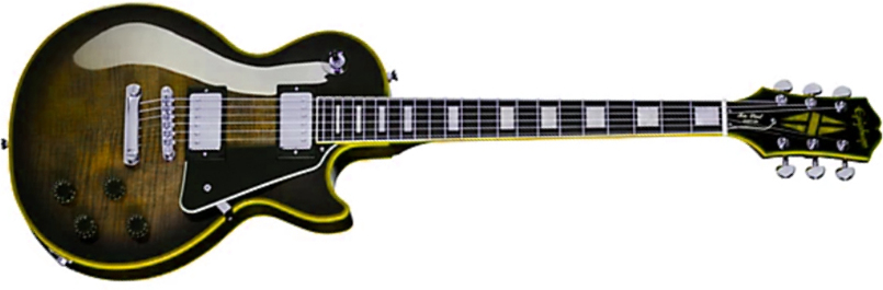 Epiphone Les Paul Custom Widow Ibg 2h Ht Eb - Yellow Burst - Guitare Électrique Single Cut - Main picture