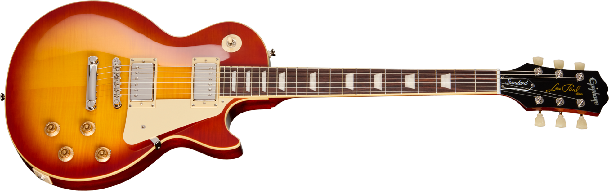 Epiphone Les Paul Standard 50s Figured Ibg Original 2h Ht Rw - Washed Cherry Sunburst - Guitare Électrique Single Cut - Main picture