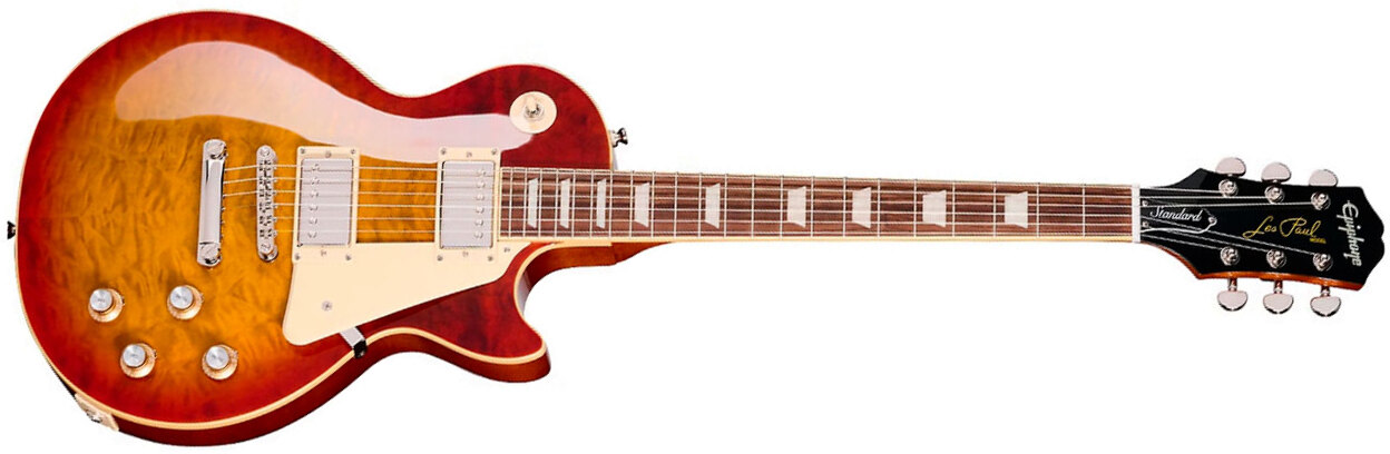 Epiphone Les Paul Standard 60s Quilt Top Ltd Ibg Original 2h Ht Lau - Washed Cherry Sunburst - Guitare Électrique Single Cut - Main picture