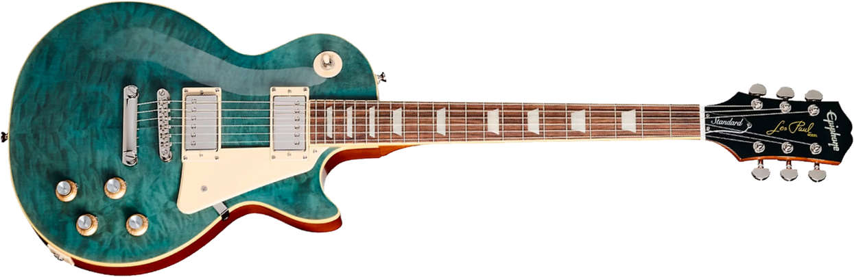 Epiphone Les Paul Standard 60s Quilt Top Ltd Ibg Original 2h Ht Lau - Translucent Blue - Guitare Électrique Single Cut - Main picture