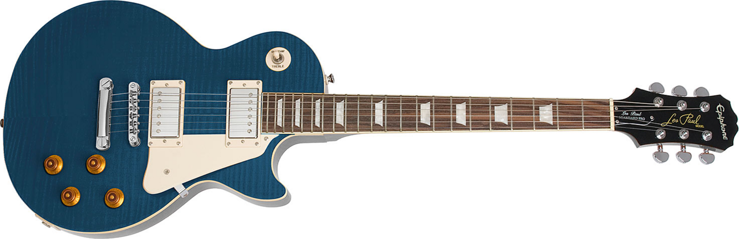 Epiphone Les Paul Standard Plus Top Pro Ch - Trans Blue - Guitare Électrique Single Cut - Main picture