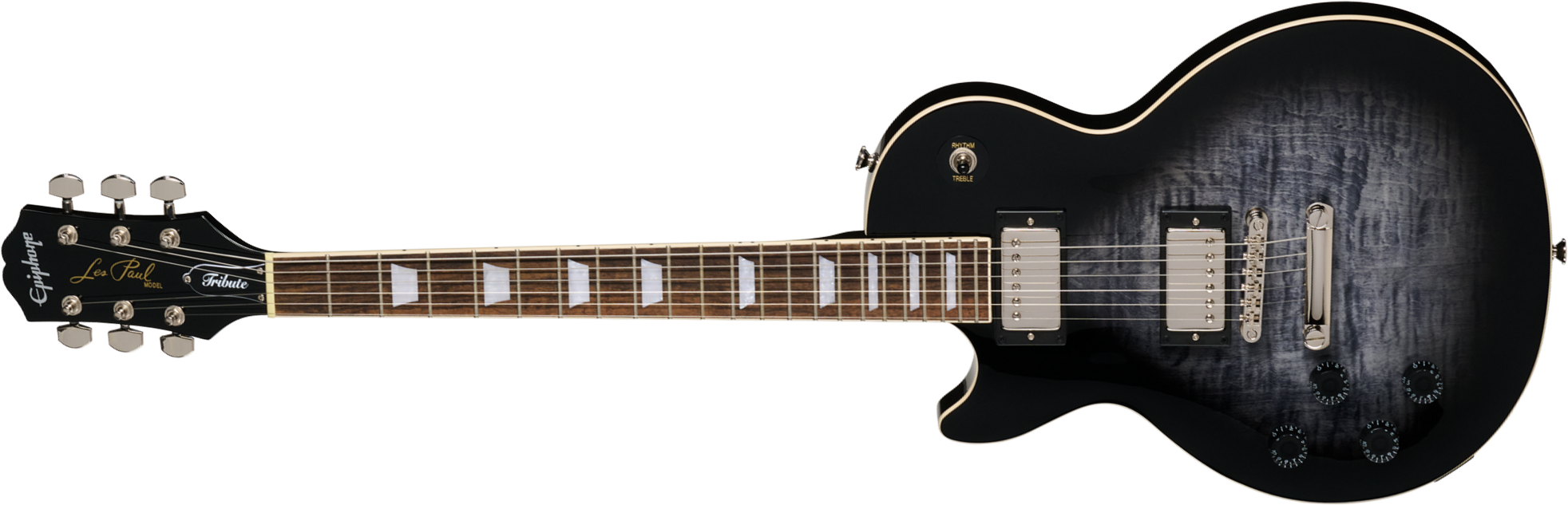 Epiphone Les Paul Tribute Plus Lh Gaucher Ibg 2h Ht Rw - Ebony Burst - Guitare Électrique Single Cut - Main picture