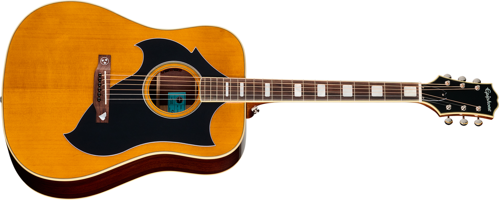 Epiphone Marcus King El Dorado Dreadnought Shsc Epicea Palissandre Rw - Antique Natural - Guitare Électrique 1/2 Caisse - Main picture