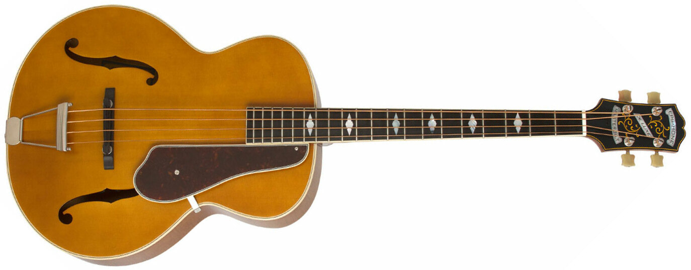 Epiphone Masterbilt Century De Luxe Classic 4-string Acoustic/electric Bass Eb - Vintage Natural - Basse Électrique 1/2 Caisse - Main picture