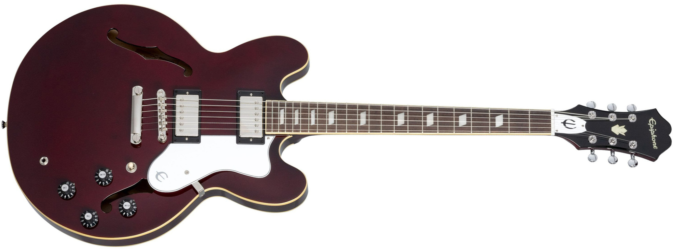 Epiphone Noel Gallagher Riviera 2h Ht Lau +etui - Dark Wine Red - Guitare Électrique 1/2 Caisse - Main picture