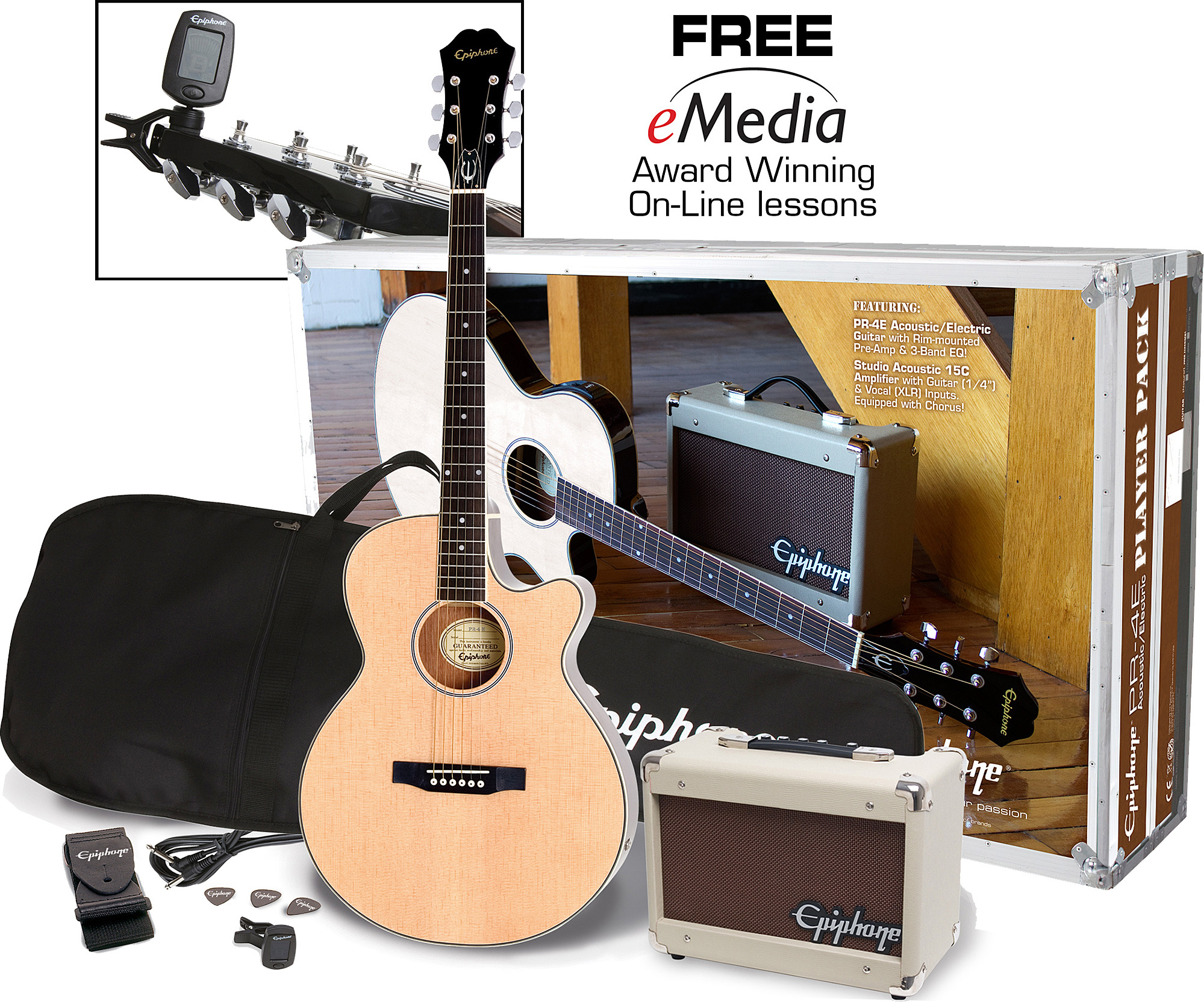 Epiphone Pr-4e Acoustic Electric Player Pack - Natural - Pack Guitare Acoustique - Main picture