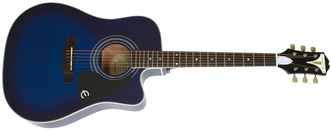 Epiphone Pro-1 Ultra Acoustic Dreadnought Cw Epicea Acajou - Translucent Blue - Guitare Electro Acoustique - Main picture