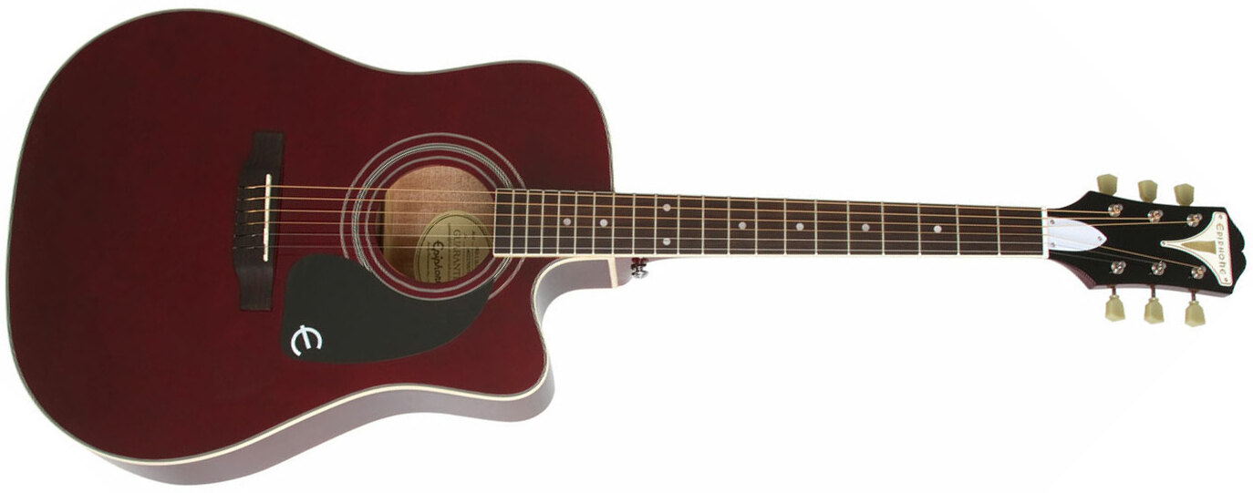 Epiphone Pro-1 Ultra Acoustic Dreadnought Cw Epicea Acajou - Wine Red - Guitare Acoustique - Main picture