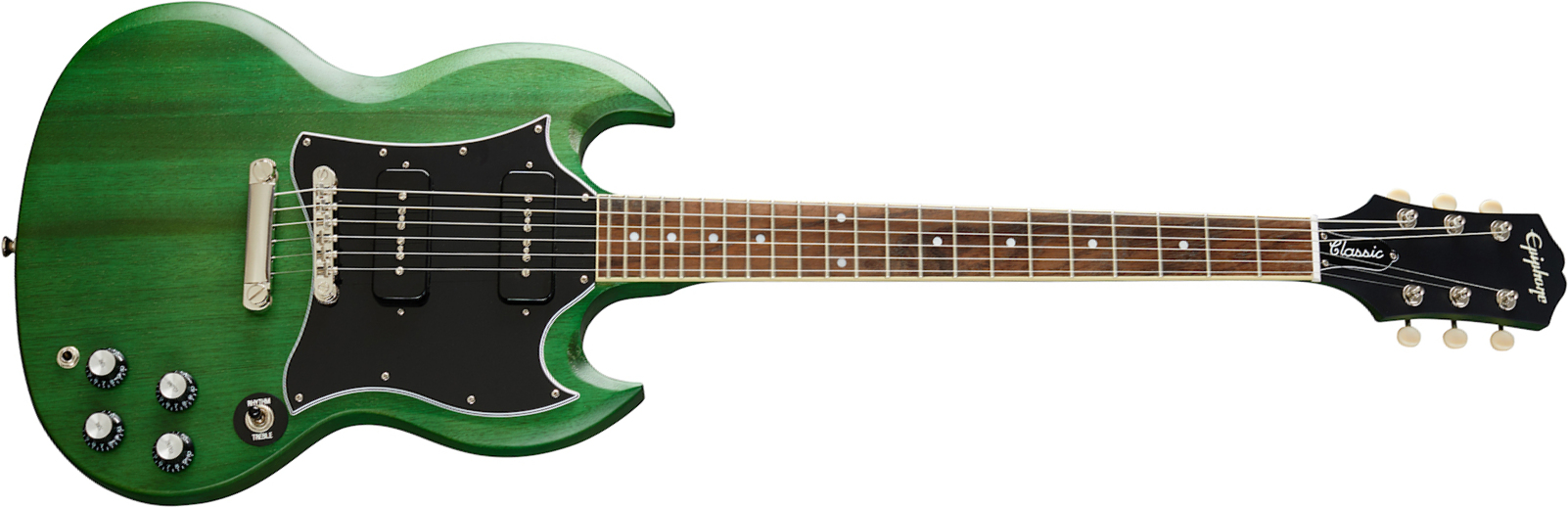 Epiphone Sg Classic Worn 2s P90 Ht Lau - Satin Inverness Green - Guitare Électrique RÉtro Rock - Main picture