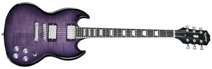 Epiphone Sg Modern Figured Inspired By 2h Ht Eb - Purple Burst - Guitare Électrique Double Cut - Main picture