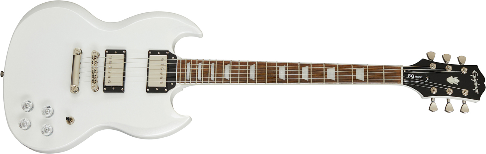 Epiphone Sg Muse Modern 2h Ht Lau - Pearl White Metallic - Guitare Électrique RÉtro Rock - Main picture