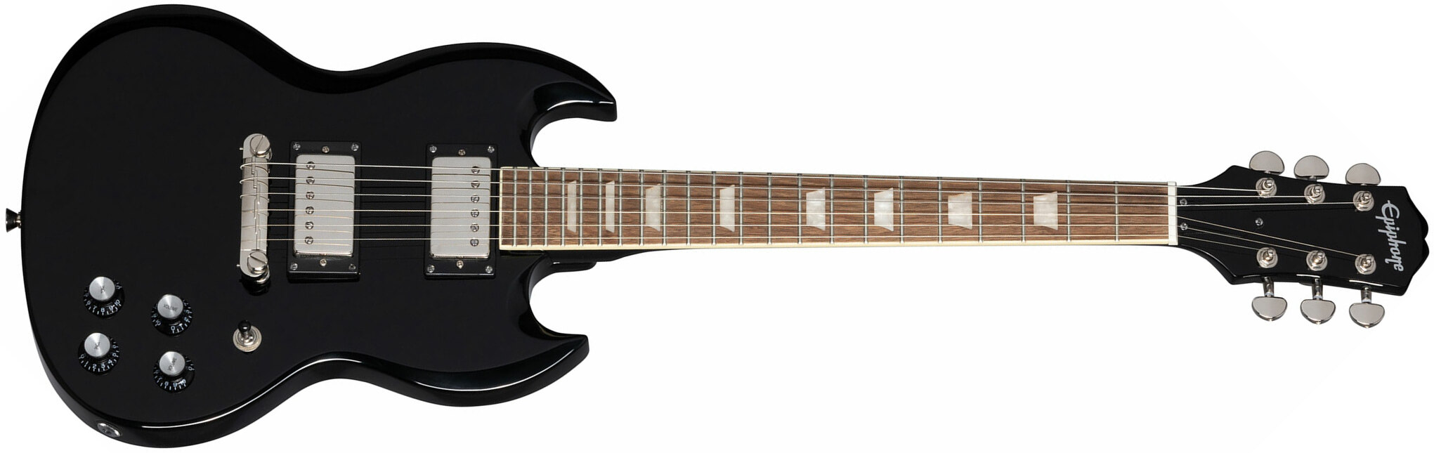 Epiphone Sg Power Players 2h Ht Lau - Dark Matter Ebony - Guitare Électrique Double Cut - Main picture