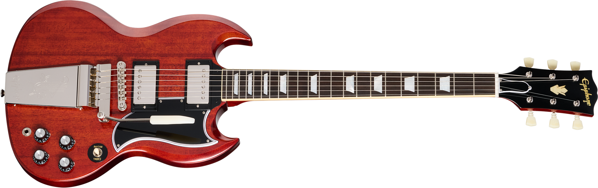 Epiphone Sg Standard 1964 Maestro Vibrola Reissue Ins.by.g.c 2h Gibson Trem Rw - Cherry Red - Guitare Électrique Double Cut - Main picture