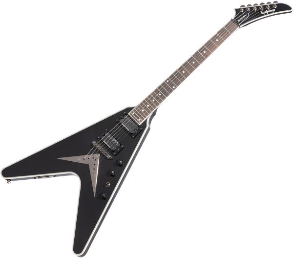 Guitare électrique signature Epiphone Dave Mustaine Flying V Custom - Black metallic