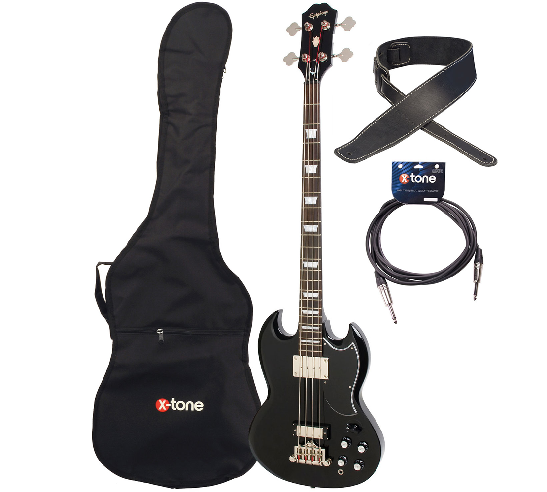 Epiphone Eb-3 + Housse + Sangle + Jack - Ebony - Pack Basse Electrique - Variation 1