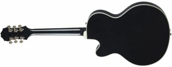 Guitare électrique 3/4 caisse & jazz Epiphone Emperor Swingster - black aged gloss