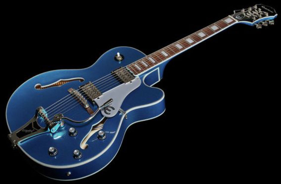 Epiphone Emperor Swingster Archtop 2h Trem Lau - Delta Blue Metallic - Guitare Électrique 3/4 Caisse & Jazz - Variation 1