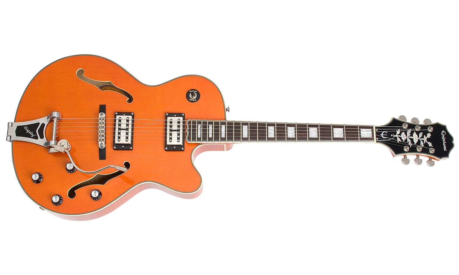 Epiphone Emperor Swingster Bigsby Gh - Sunrise Orange - Guitare Électrique 3/4 Caisse & Jazz - Variation 1