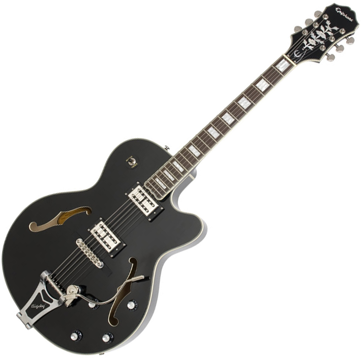 Epiphone Emperor Swingster Bigsby Gh Trans Black - Guitare Électrique 1/2 Caisse - Variation 2