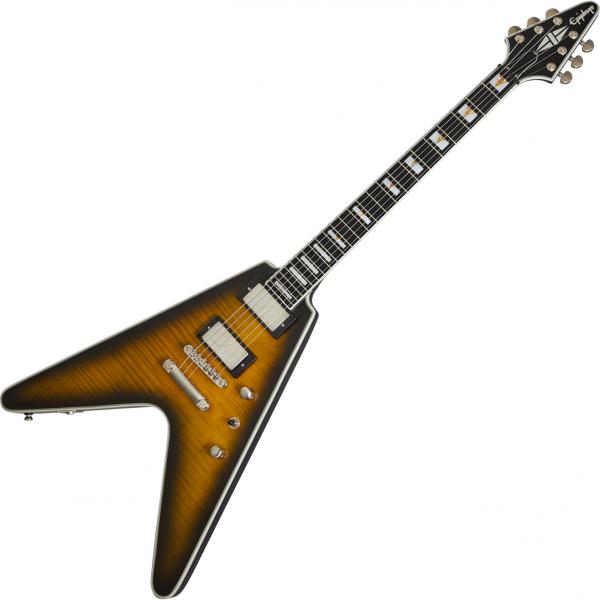 Guitare électrique solid body Epiphone Modern Prophecy Flying V - Yellow tiger aged