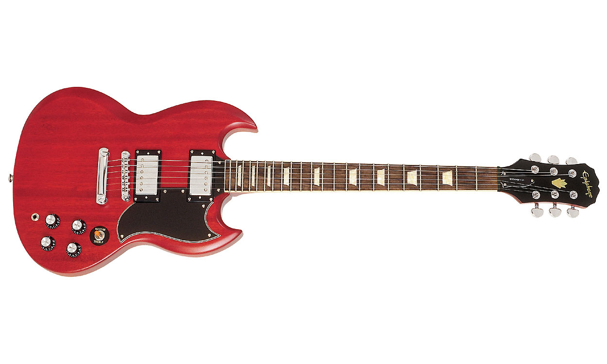 Epiphone Worn G-400 - worn cherry Guitare électrique double cut Epiphone Worn G-400 - worn cherry Guitare électrique double cut