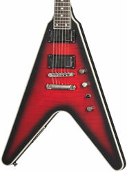 Guitare électrique métal Epiphone Dave Mustaine Flying V Prophecy - Aged dark red burst