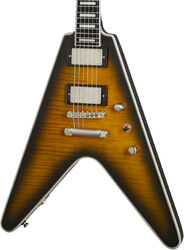 Guitare électrique rétro rock Epiphone Modern Prophecy Flying V - Yellow tiger aged