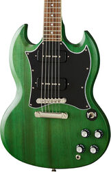 Guitare électrique rétro rock Epiphone SG Classic Worn P-90 - Satin inverness green