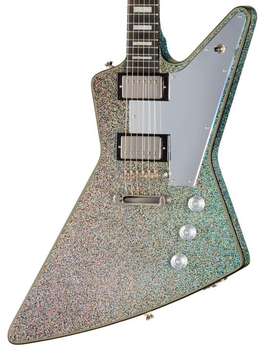 Guitare électrique métal Epiphone Lzzy Hale Explorer Custom - Black Diamond Holographic Sparkle