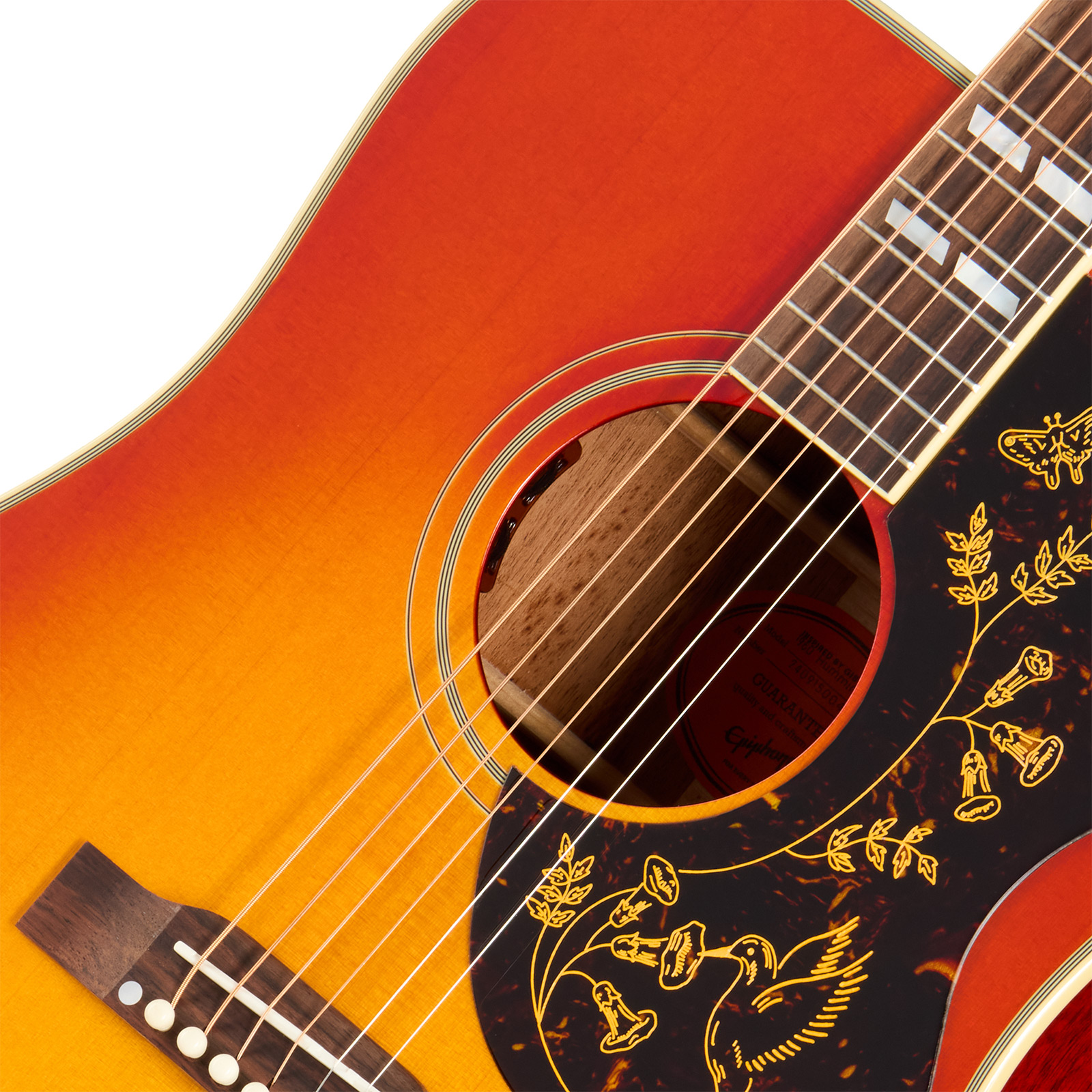 Epiphone Hummingbird 1960 Reissue Inspired By Gibson Dreadnought Epicea Acajou Rw - Heritage Cherry Sunburst - Guitare Folk - Variation 3