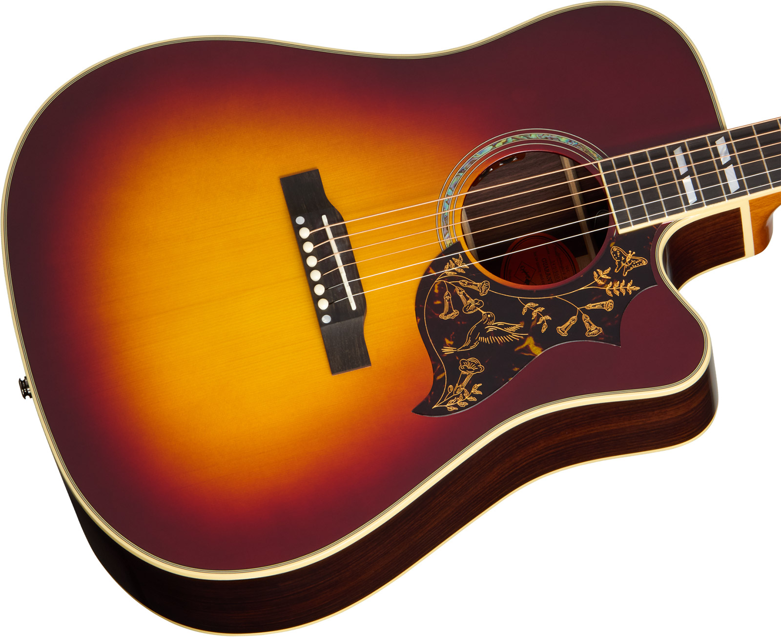Epiphone Hummingbird Deluxe Ec Inspired By Gibson Dreadnought Cw Epicea Palissandre Eb - Autumn Burst - Guitare Folk - Variation 2