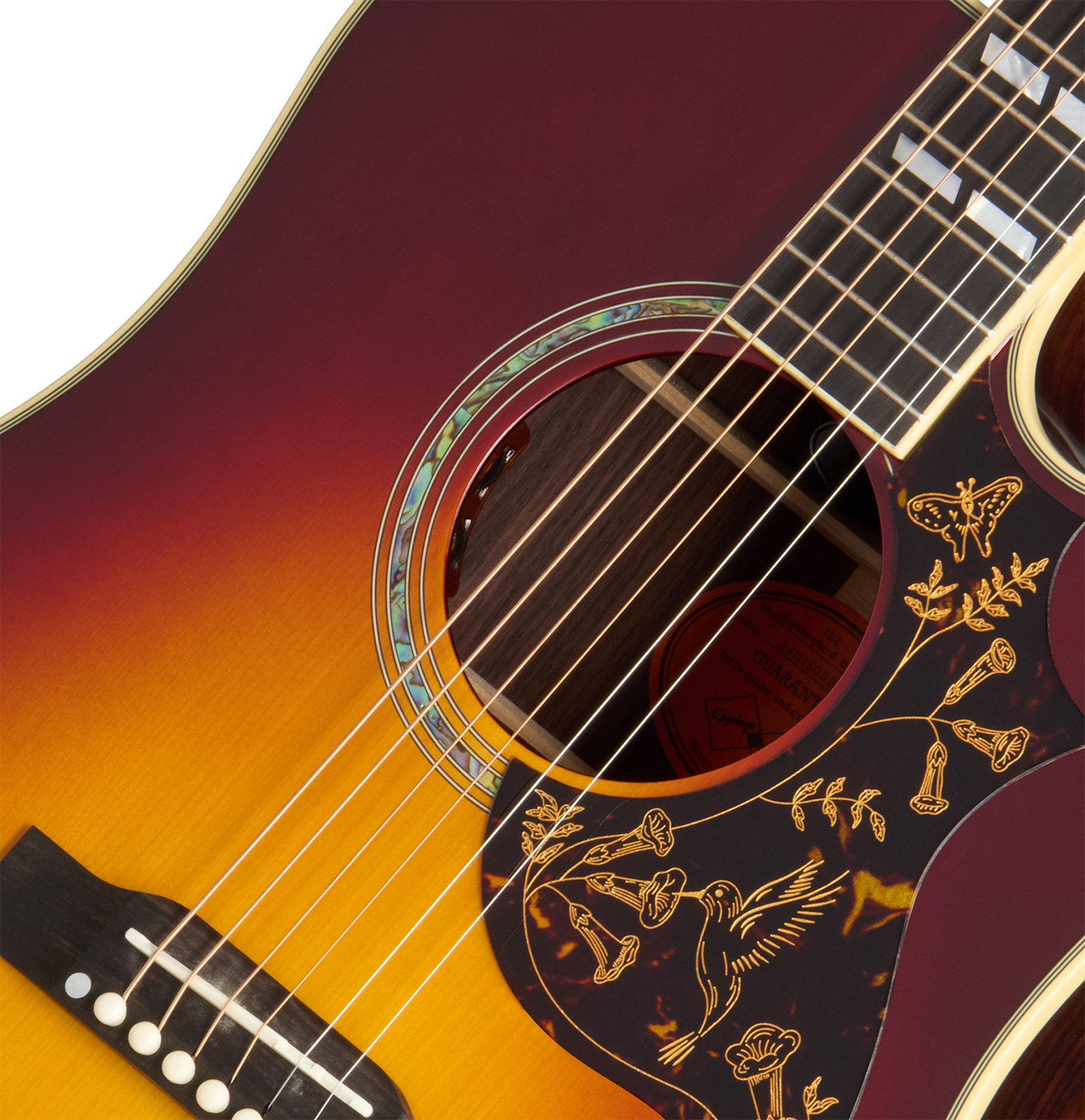 Epiphone Hummingbird Deluxe Ec Inspired By Gibson Dreadnought Cw Epicea Palissandre Eb - Autumn Burst - Guitare Folk - Variation 3