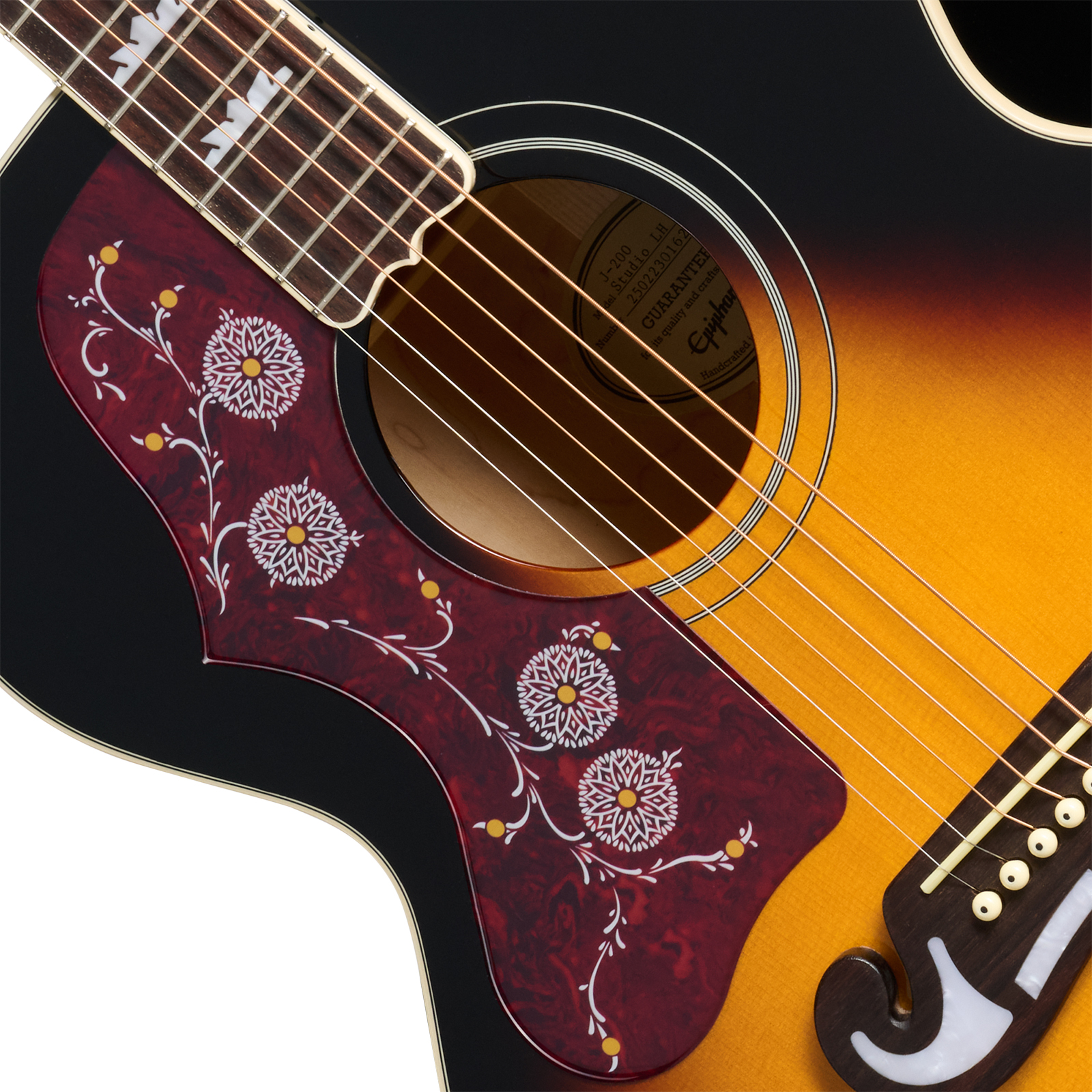 Epiphone J200 Studio Lh Gaucher Ibg Jumbo Epicea Acajou Rw - Vintage Sunburst - Guitare Folk - Variation 2