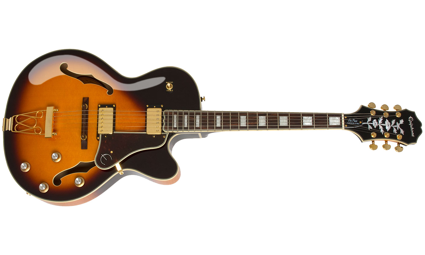 Epiphone Joe Pass Emperor Ii Pro 2018 Signature Hh Ht Pf - Vintage Sunburst - Guitare Électrique 3/4 Caisse & Jazz - Variation 1