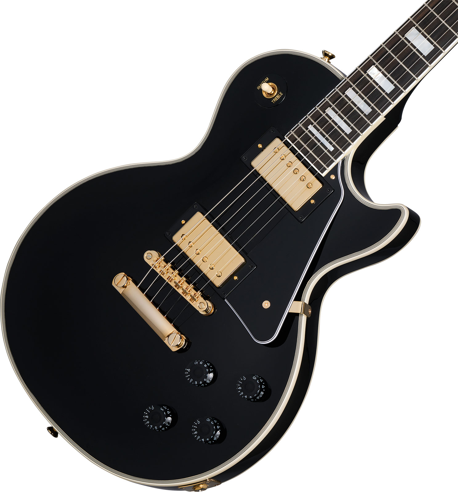 Epiphone Les Paul Custom Inspired By 2h Ht Eb - Ebony - Guitare Électrique Single Cut - Variation 3