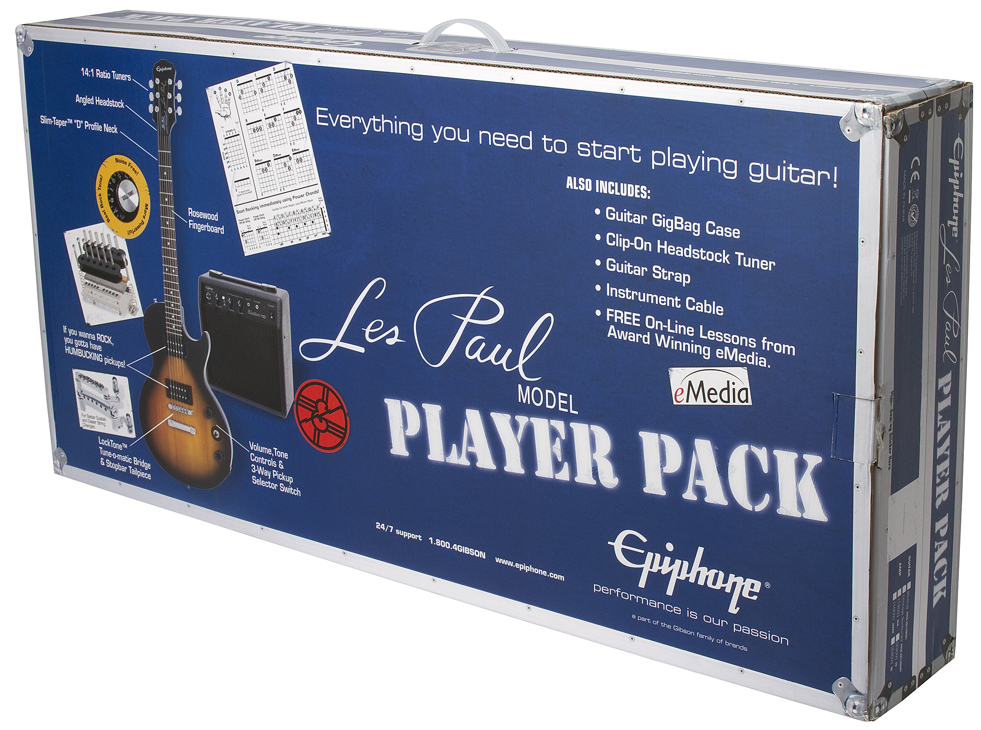 Epiphone Les Paul Player Pack Ch - Ebony - Pack Guitare Électrique - Variation 3