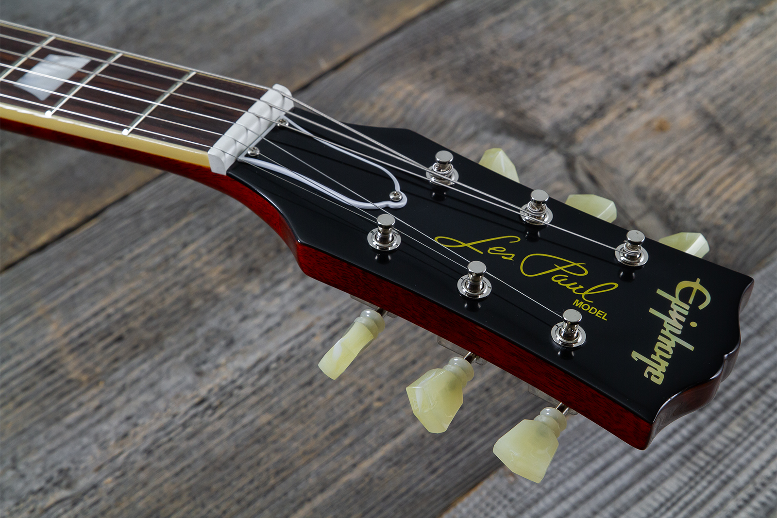 Epiphone Les Paul Standard 1960 Reissue Igc 2h Gibson Ht Rw - Washed Burgundy - Guitare Électrique Single Cut - Variation 6