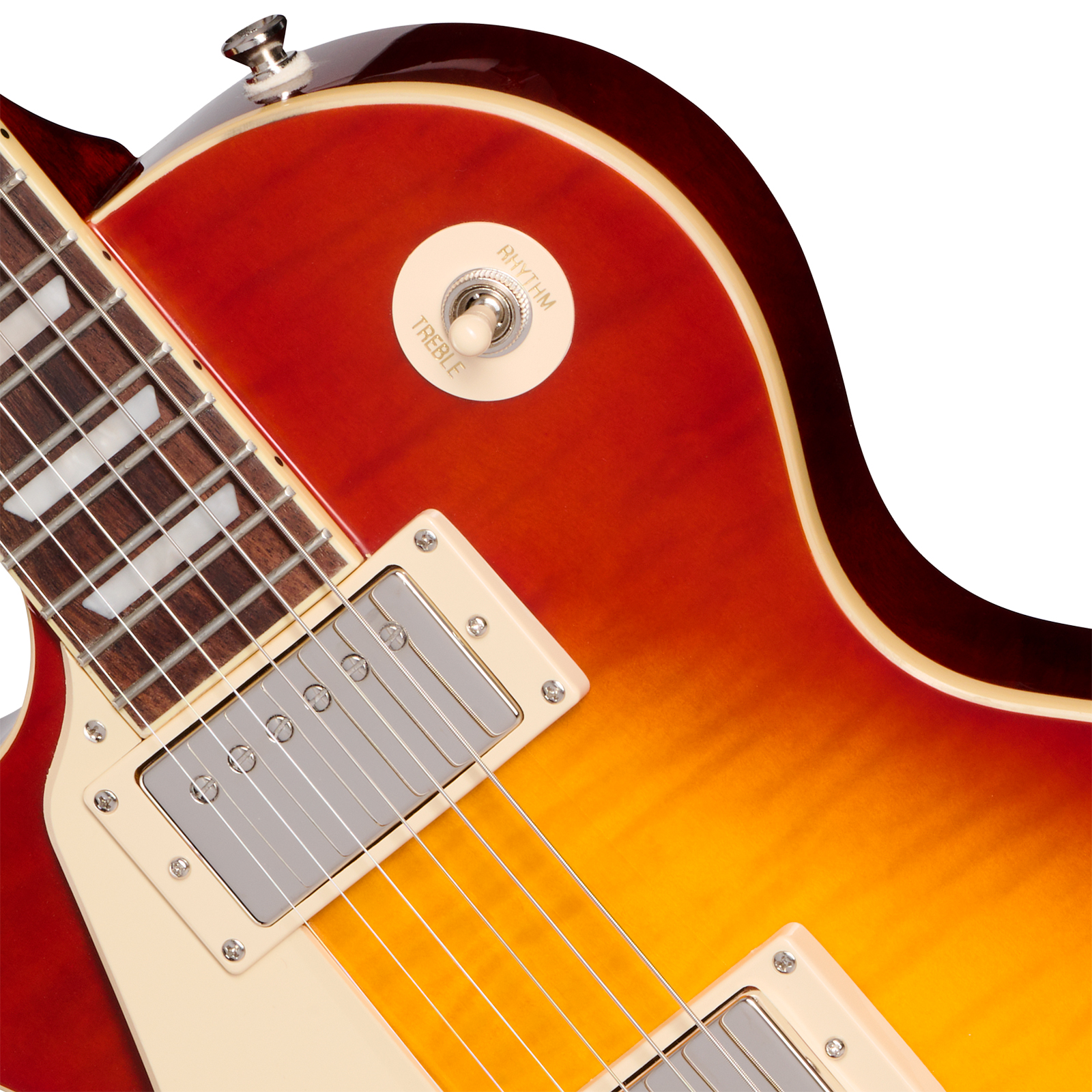 Epiphone Les Paul Standard 50s Figured Lh Ibg Original Gaucher 2h Ht Rw - Washed Cherry Sunburst - Guitare Électrique Single Cut - Variation 2