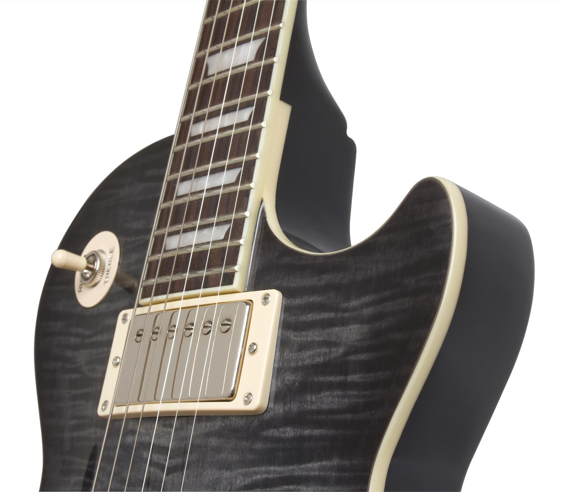 Epiphone Les Paul Standard Plus Top Pro Ltd Ch - Transparent Black - Guitare Électrique Single Cut - Variation 3