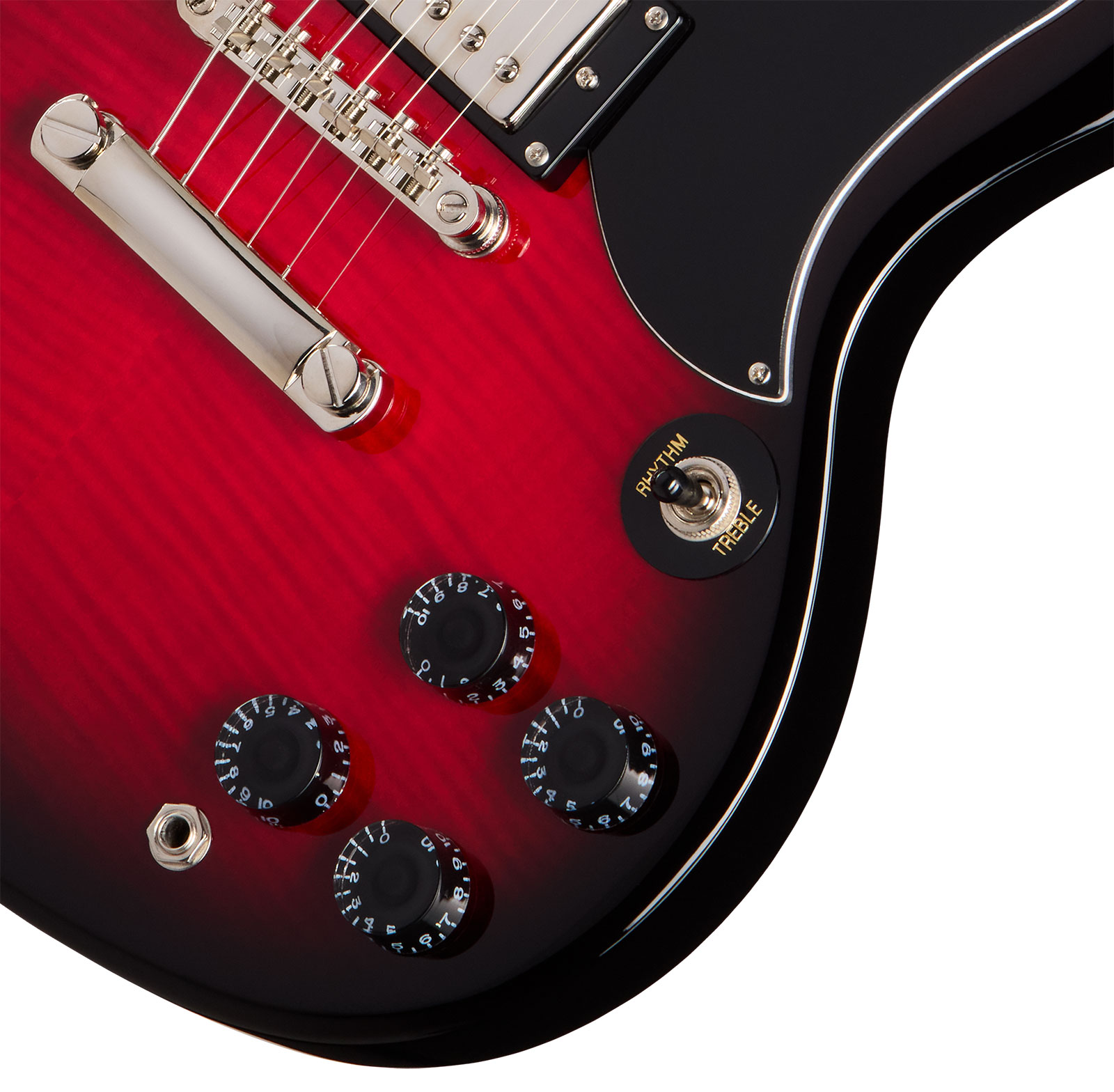 Epiphone Sg Tribute Plus Lh Gaucher Ibg 2h Ht Lau - Cherry Burst - Guitare Électrique Double Cut - Variation 3