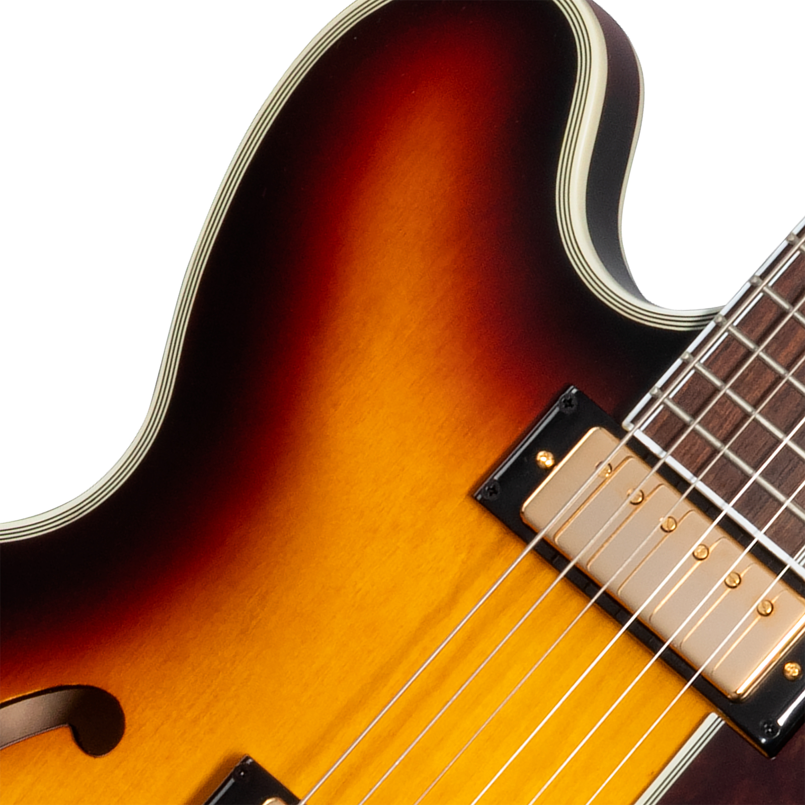Epiphone Sheraton Lh Original Archtops Gaucher 2mh Ht Rw - Vintage Sunburst - Guitare Électrique 1/2 Caisse - Variation 2