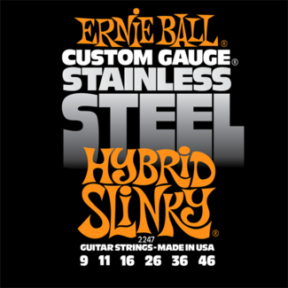 Ernie Ball Jeu De 6 Cordes Electric (6) 2247 Custom Gauge Stainless Steel Hybrid Slinky 9-46 - Cordes Guitare Électrique - Variation 1