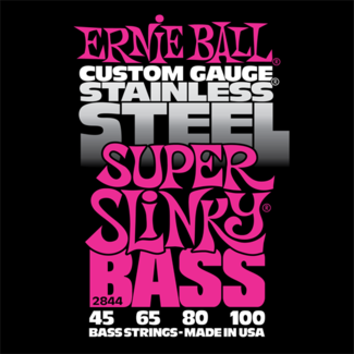 Ernie Ball Jeu De 4 Cordes Bass (4) 2844 Custom Gauge Stainless Steel Super Slinky 45-100 - Cordes Basse Électrique - Variation 2