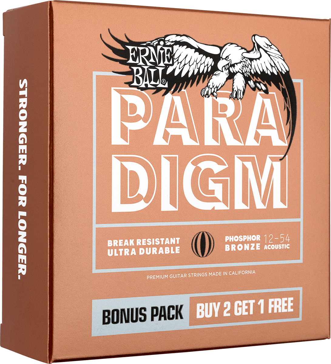 Ernie Ball Jeu De 6 Cordes Folk (3x Set) 3316 Paradigm Phosphor 12-54 - Cordes Guitare Acoustique - Variation 1