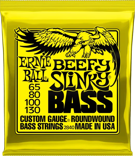 Cordes basse électrique Ernie ball Bass 2840 Beefy Slinky 65-130 - Jeu de 4 cordes